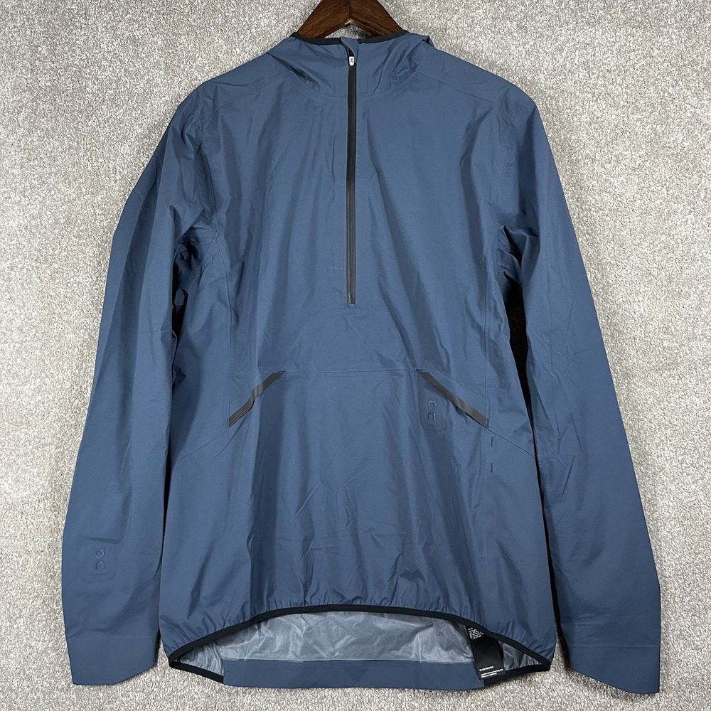 On Running Waterproof Anorak Jacket Men's Small Navy Blue Packable Pockets